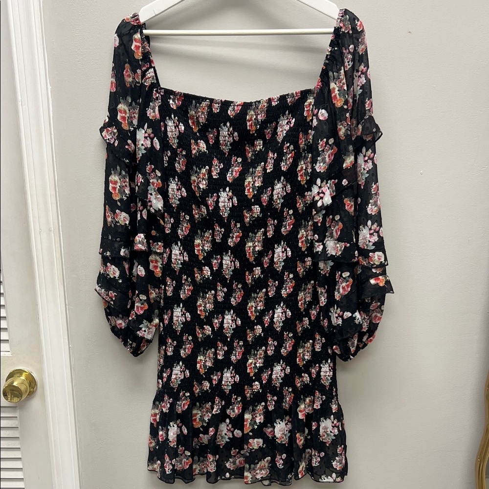 Floral Black Midi Dress
